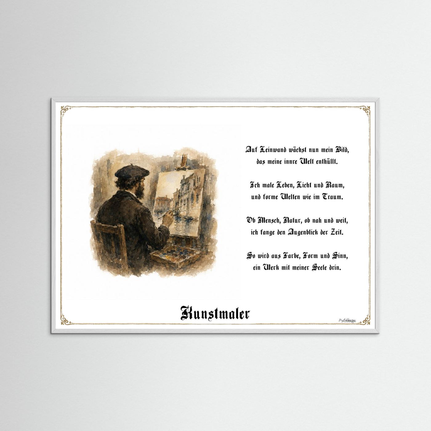 Zunftbild Kunstmaler mit weißem Holzrahmen