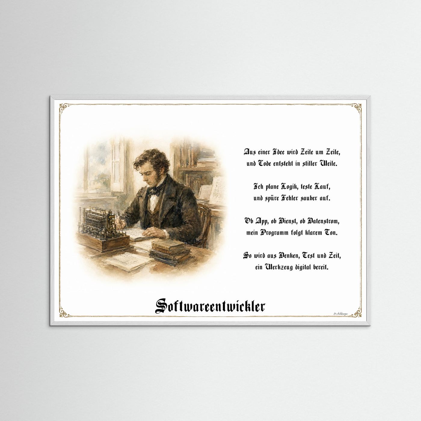 Zunftbild Softwareentwickler mit weißem Holzrahmen