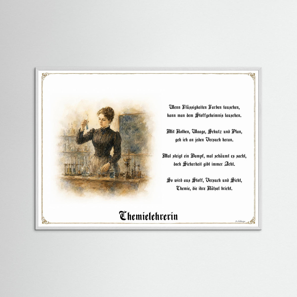 Zunftbild Chemielehrerin – Beispielansicht des Kunstdrucks
