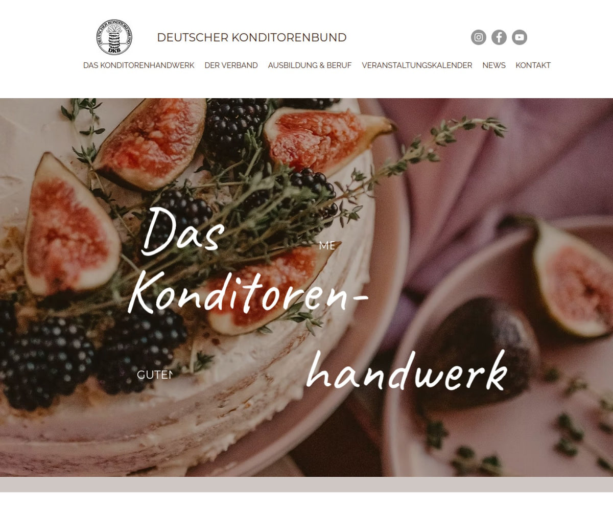 Screenshot der offiziellen Website von Deutscher Konditorenbund