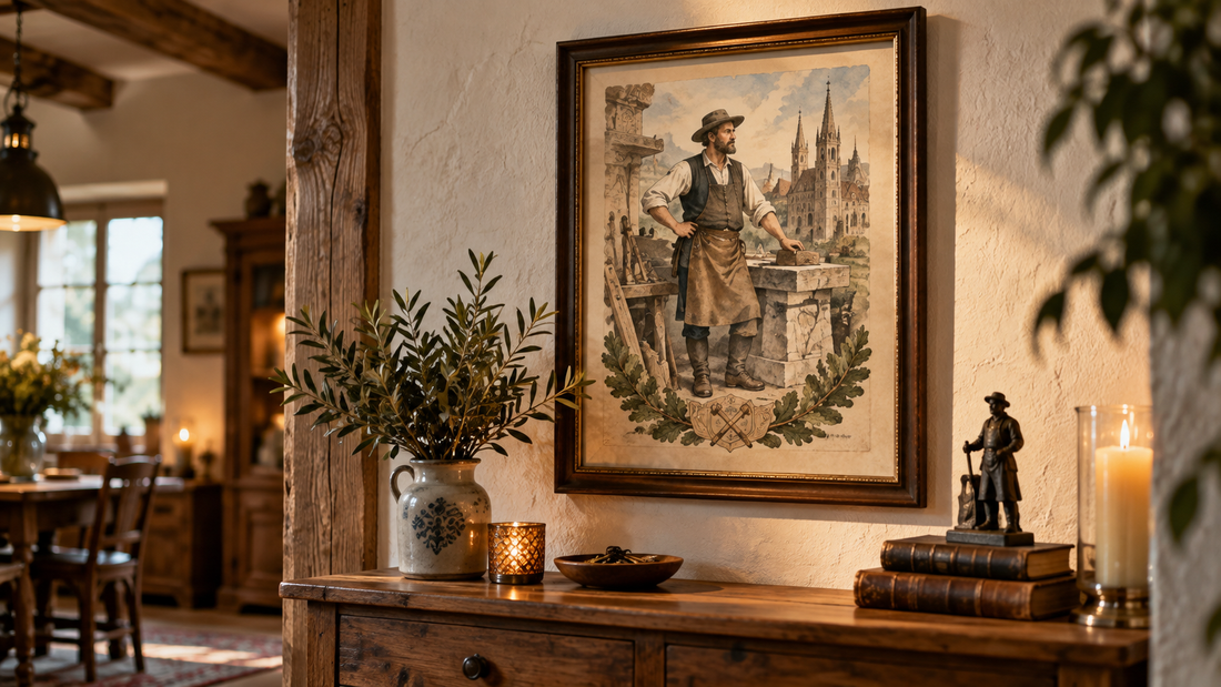 Klassisches Zunftbild in einem warm eingerichteten historischen Wohnraum