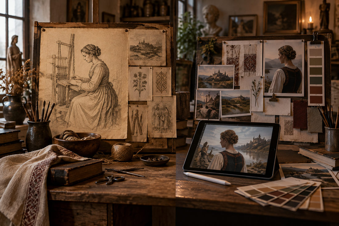 Bildvorlagen und digitale Gestaltung im Atelier
