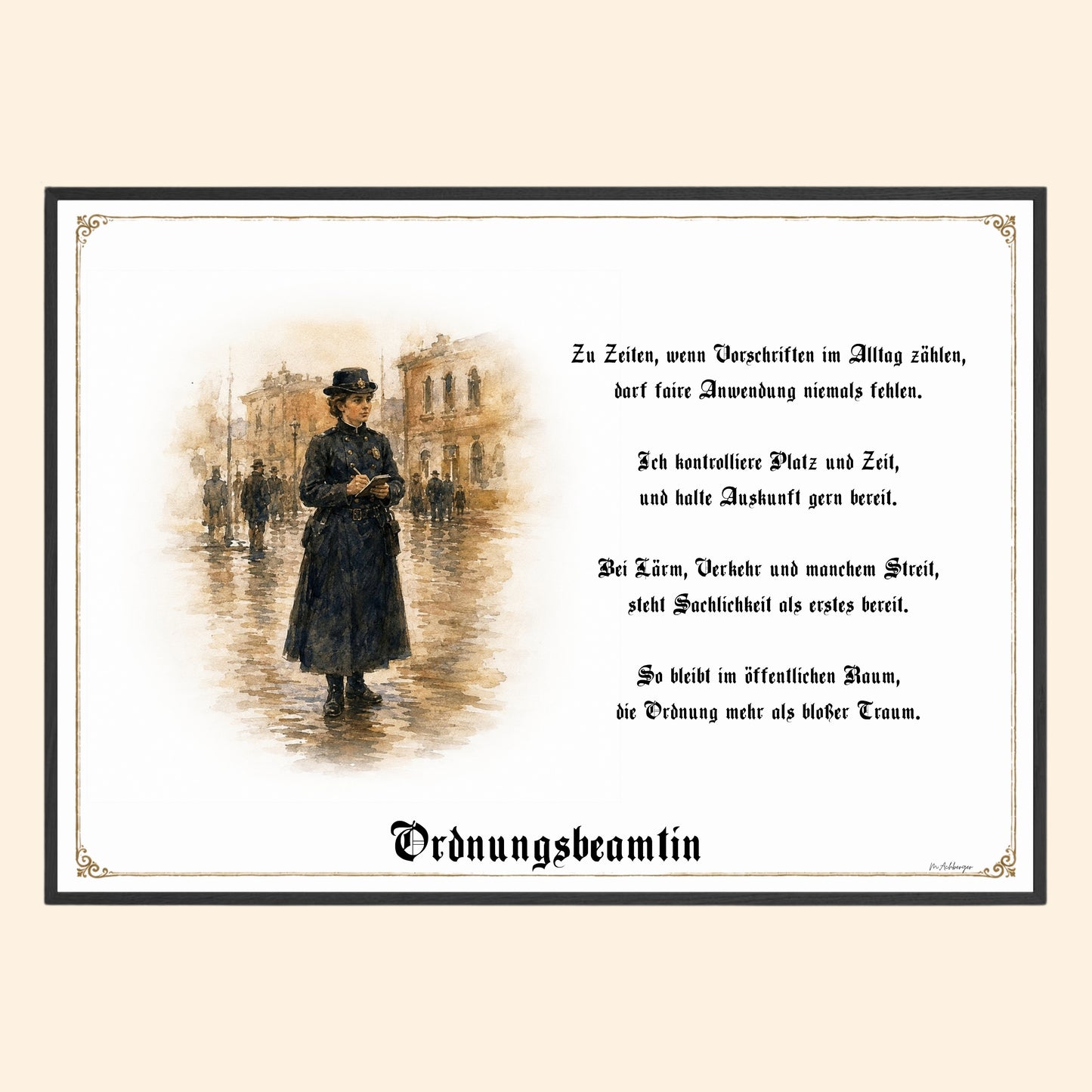 Zunftbild Ordnungsbeamtin – historisches Berufsbild als Fine-Art-Kunstdruck