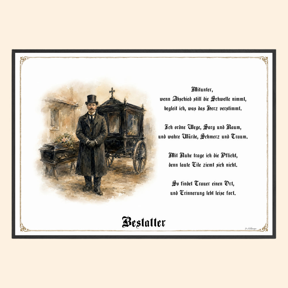 Zunftbild Bestatter – historisches Berufsbild als Fine-Art-Kunstdruck