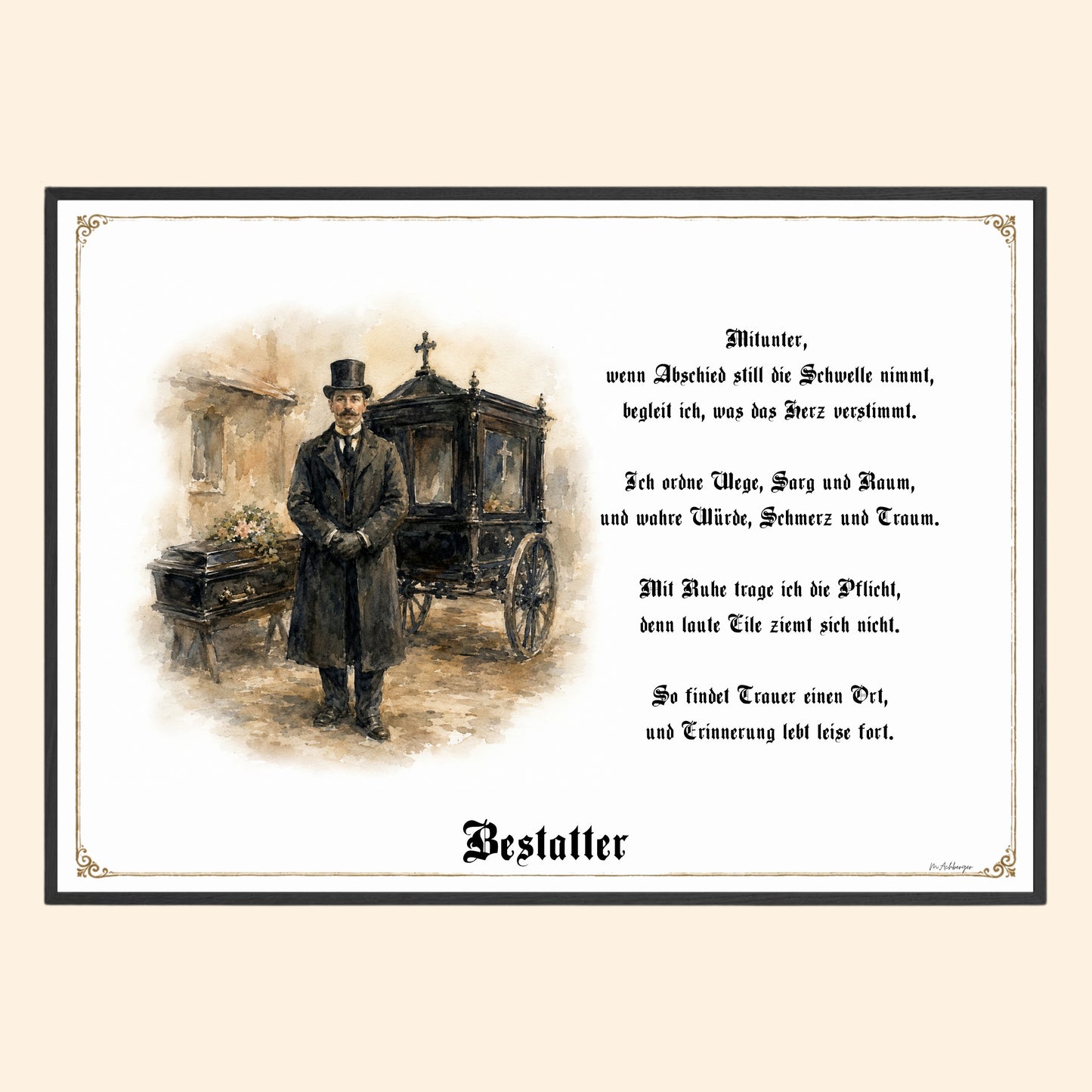 Zunftbild Bestatter – historisches Berufsbild als Fine-Art-Kunstdruck