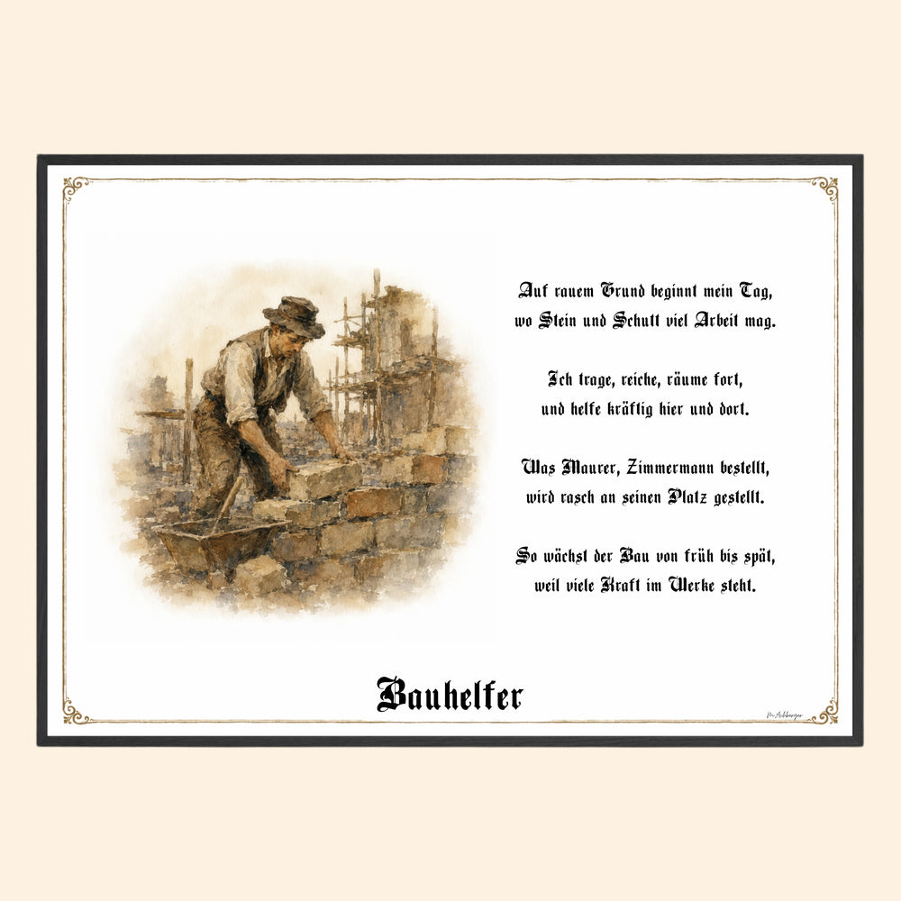 Zunftbild Bauhelfer – historisches Berufsbild als Fine-Art-Kunstdruck