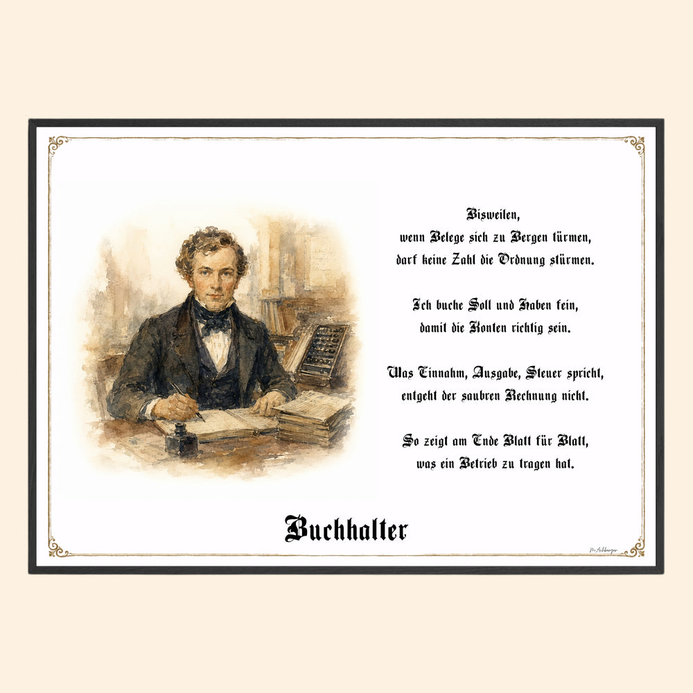 Zunftbild Buchhalter – historisches Berufsbild als Fine-Art-Kunstdruck