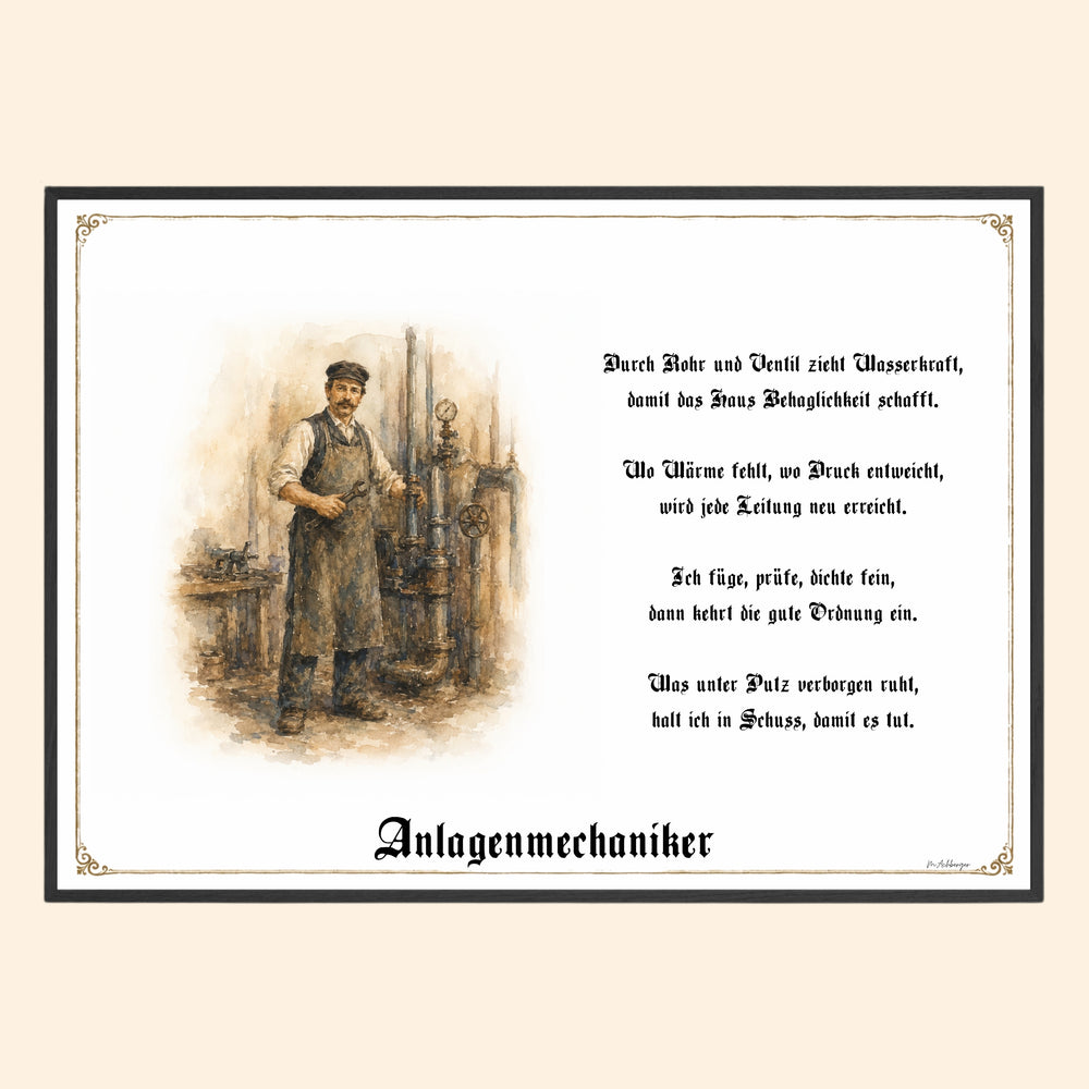 Zunftbild Anlagenmechaniker – historisches Berufsbild als Fine-Art-Kunstdruck