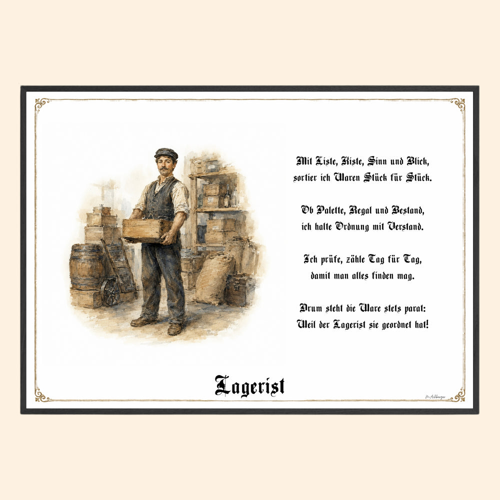 Zunftbild Lagerist – historisches Berufsbild als Fine-Art-Kunstdruck