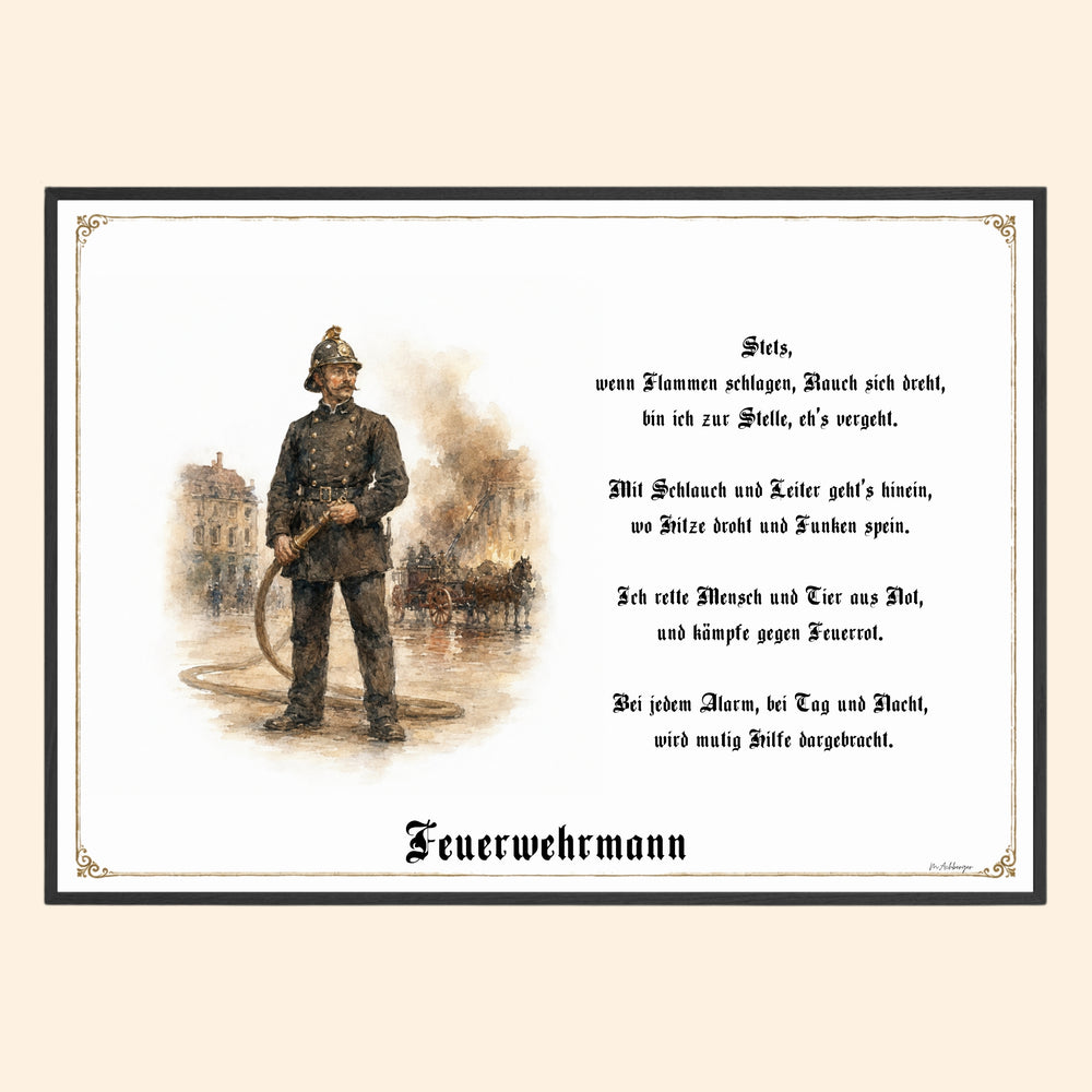 Zunftbild Feuerwehrmann – historisches Berufsbild als Fine-Art-Kunstdruck