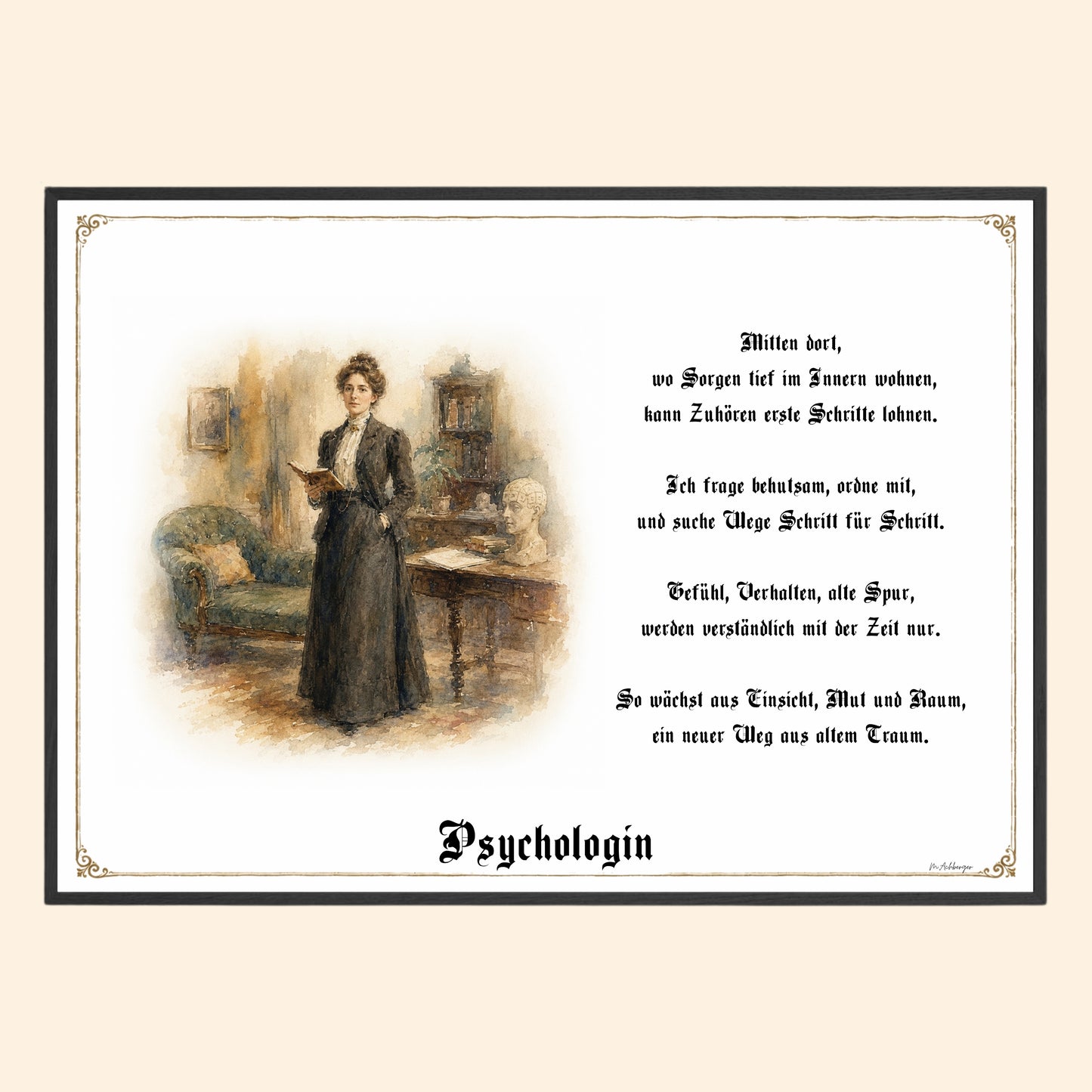 Zunftbild Psychologin – historisches Berufsbild als Fine-Art-Kunstdruck