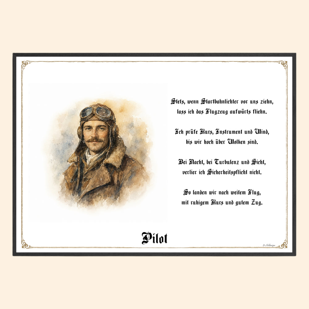 Zunftbild Pilot – historisches Berufsbild als Fine-Art-Kunstdruck