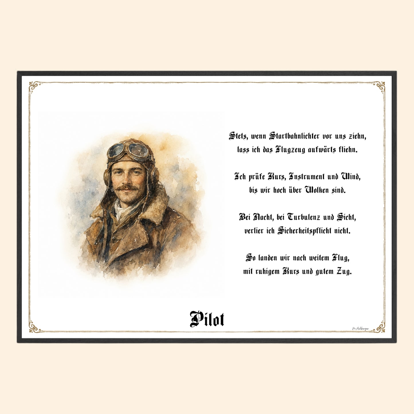 Zunftbild Pilot – historisches Berufsbild als Fine-Art-Kunstdruck