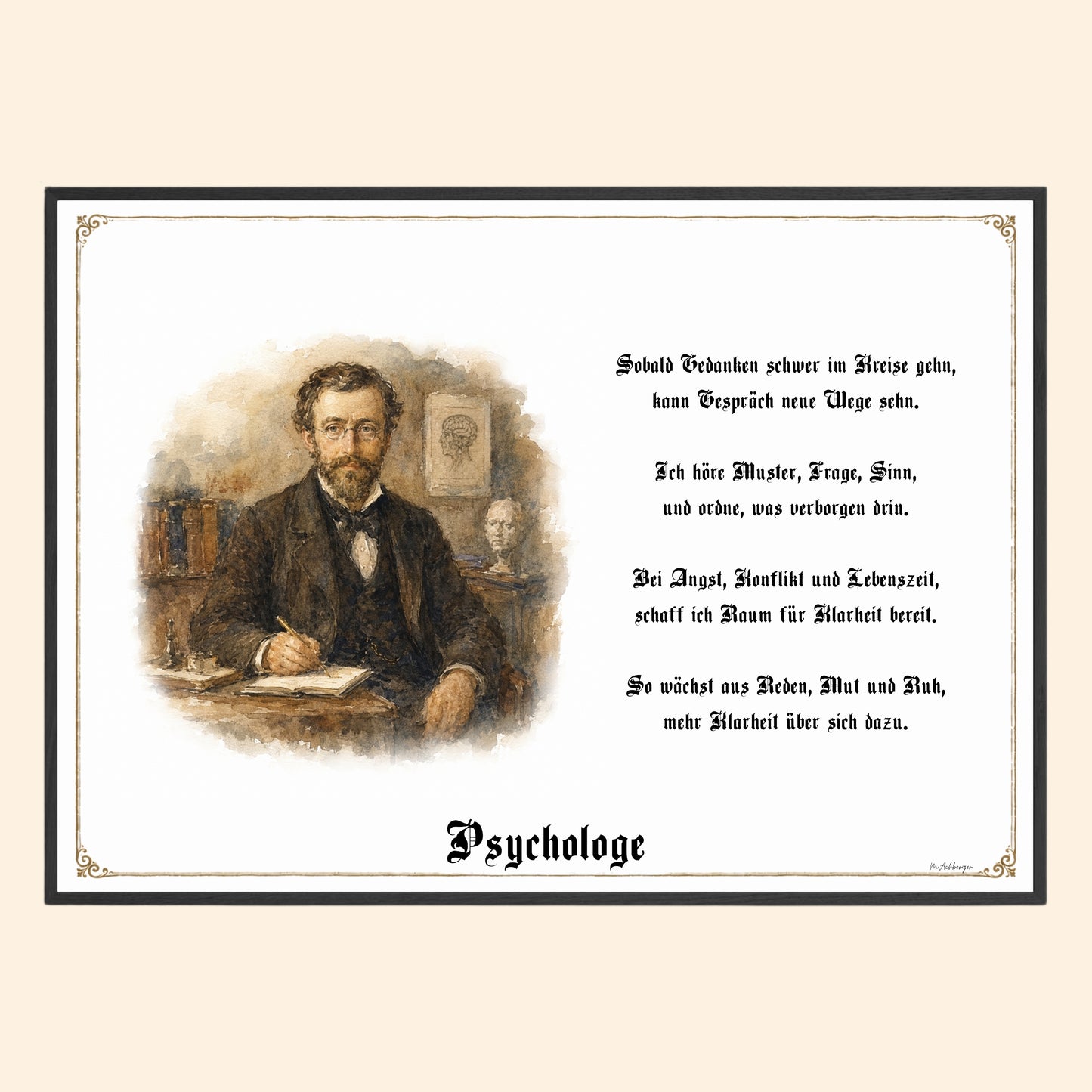 Zunftbild Psychologe – historisches Berufsbild als Fine-Art-Kunstdruck