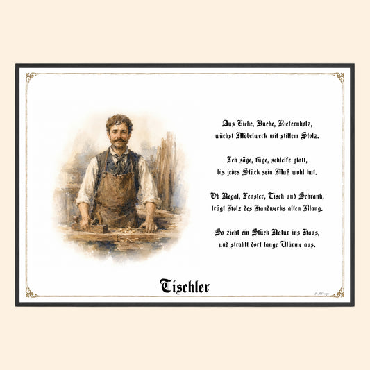 Zunftbild Tischler – historisches Berufsbild als Fine-Art-Kunstdruck