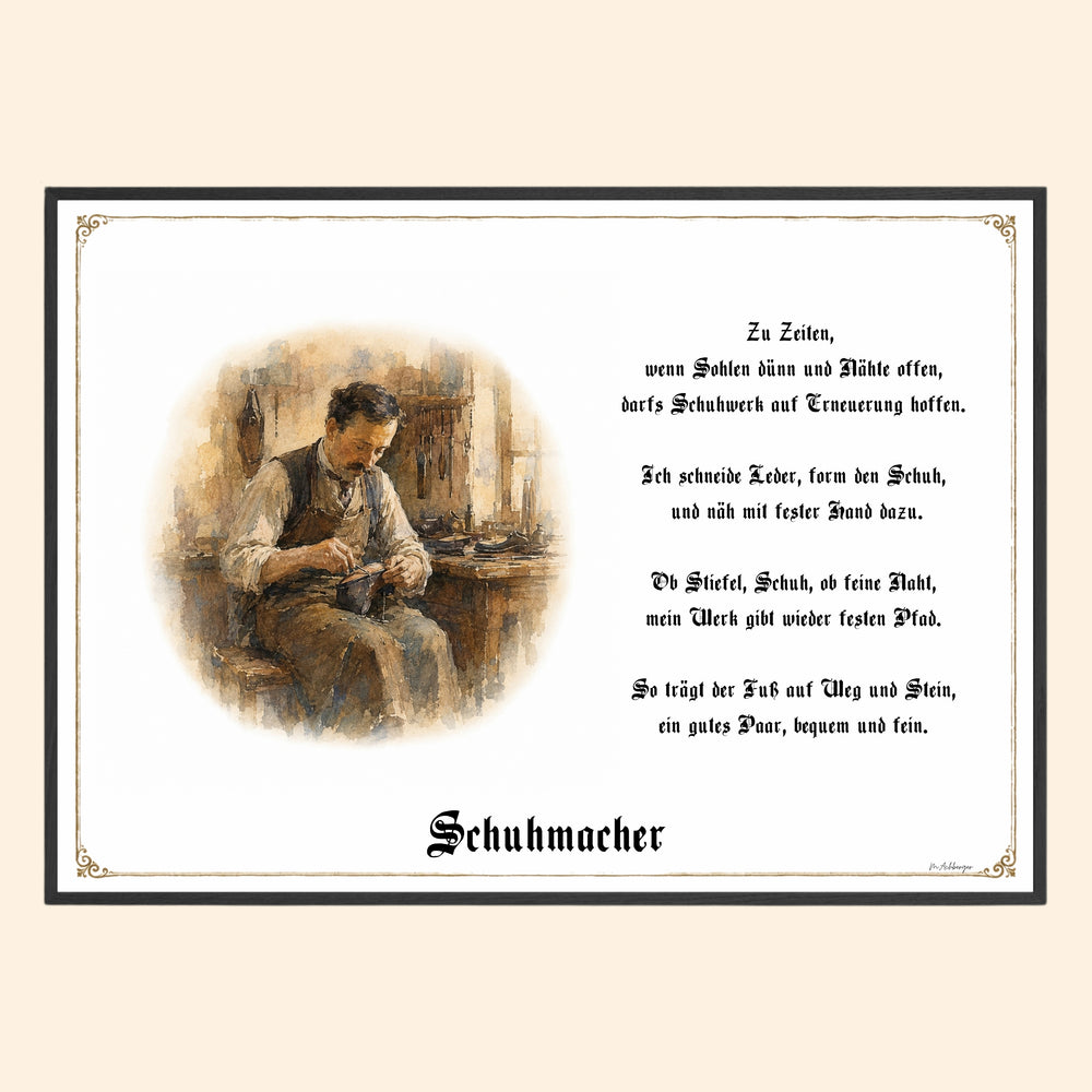 Zunftbild Schuhmacher – historisches Berufsbild als Fine-Art-Kunstdruck
