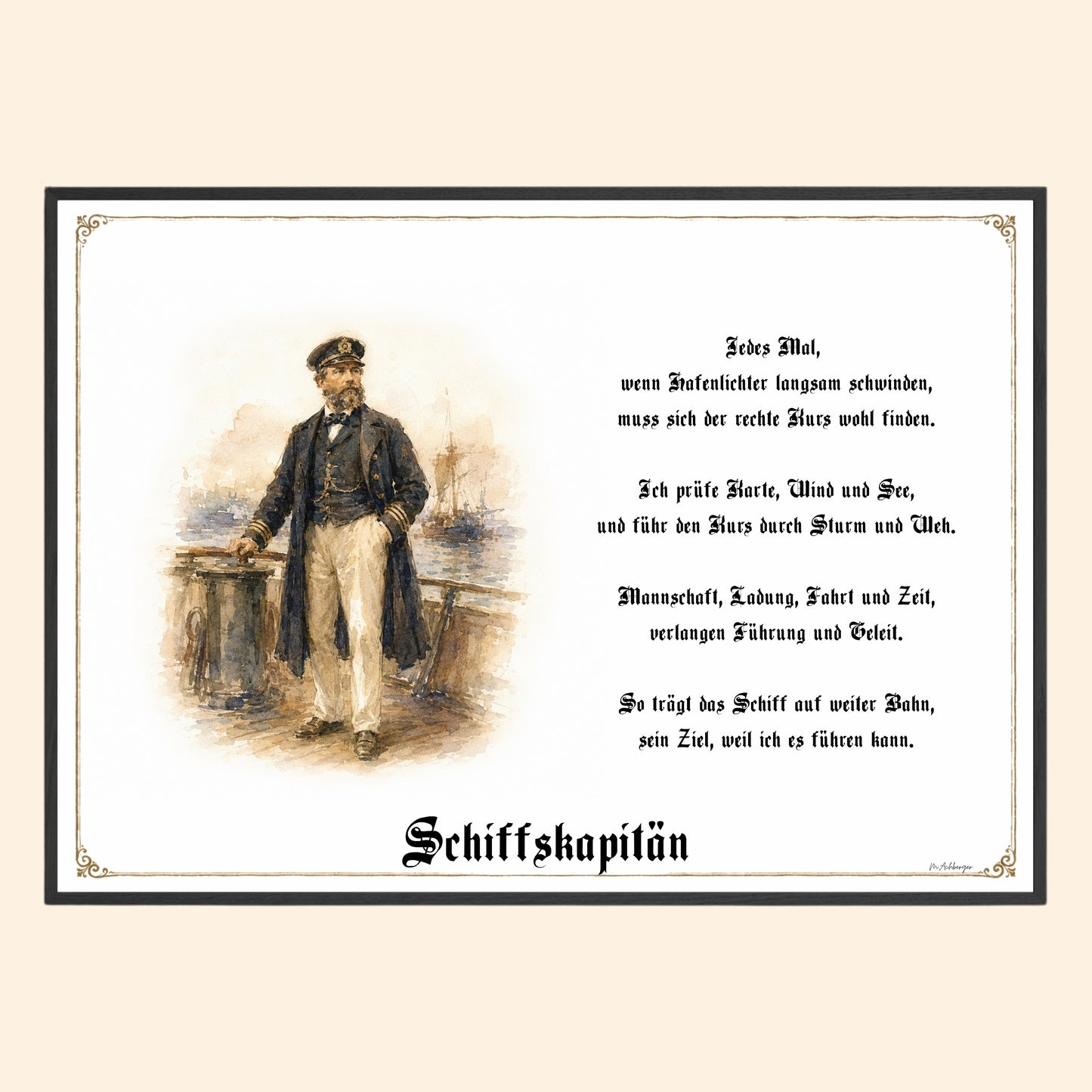 Zunftbild Schiffskapitän – historisches Berufsbild als Fine-Art-Kunstdruck