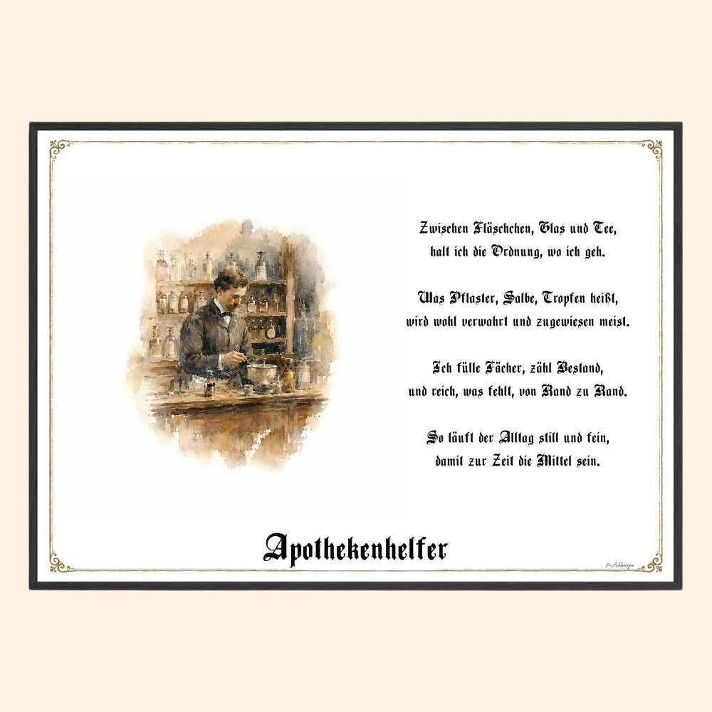 Zunftbild Apothekenhelfer – historisches Berufsbild als Fine-Art-Kunstdruck