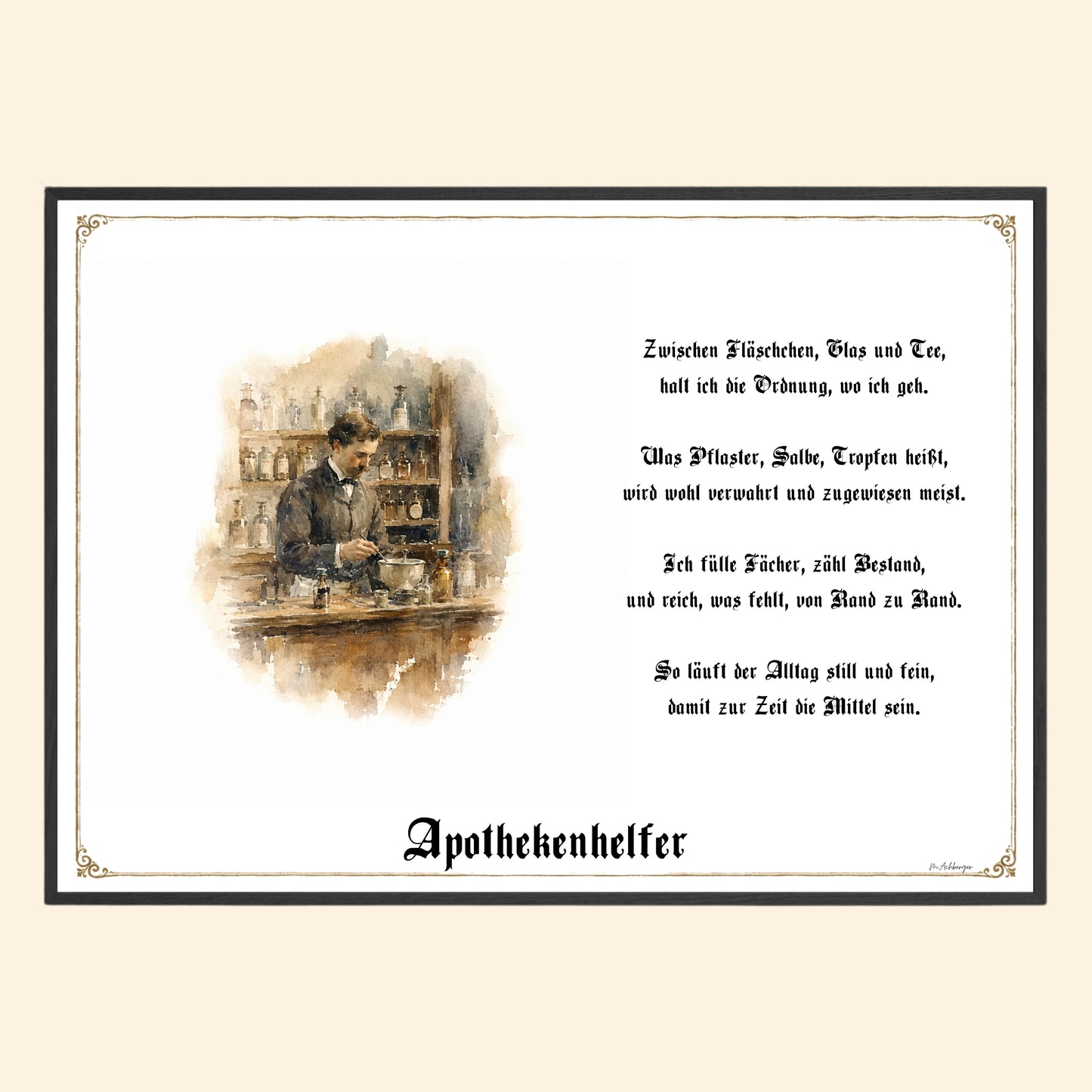 Zunftbild Apothekenhelfer – historisches Berufsbild als Fine-Art-Kunstdruck