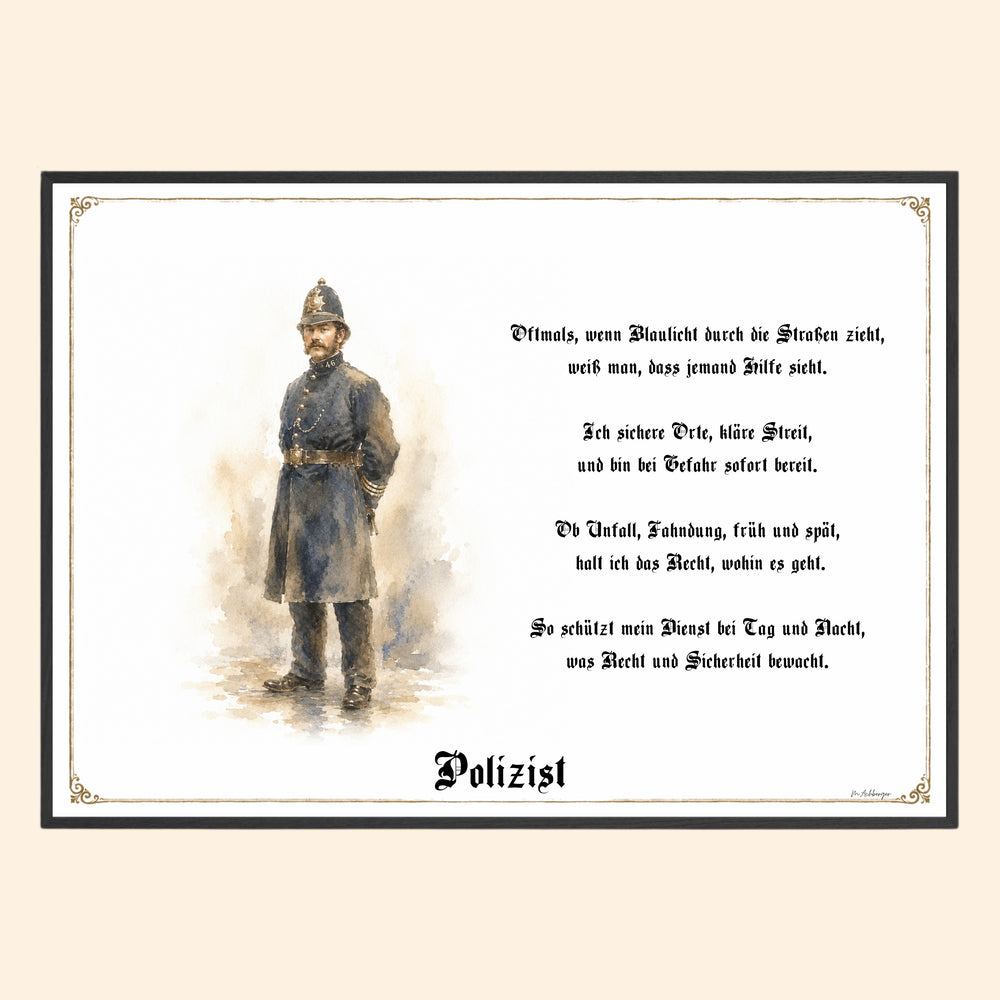 Zunftbild Polizist – historisches Berufsbild als Fine-Art-Kunstdruck