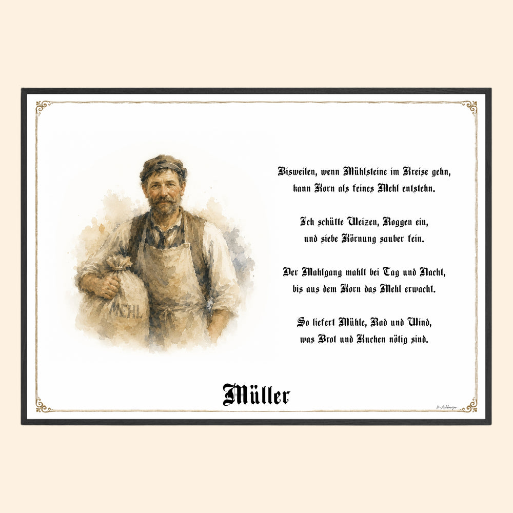 Zunftbild Müller – historisches Berufsbild als Fine-Art-Kunstdruck