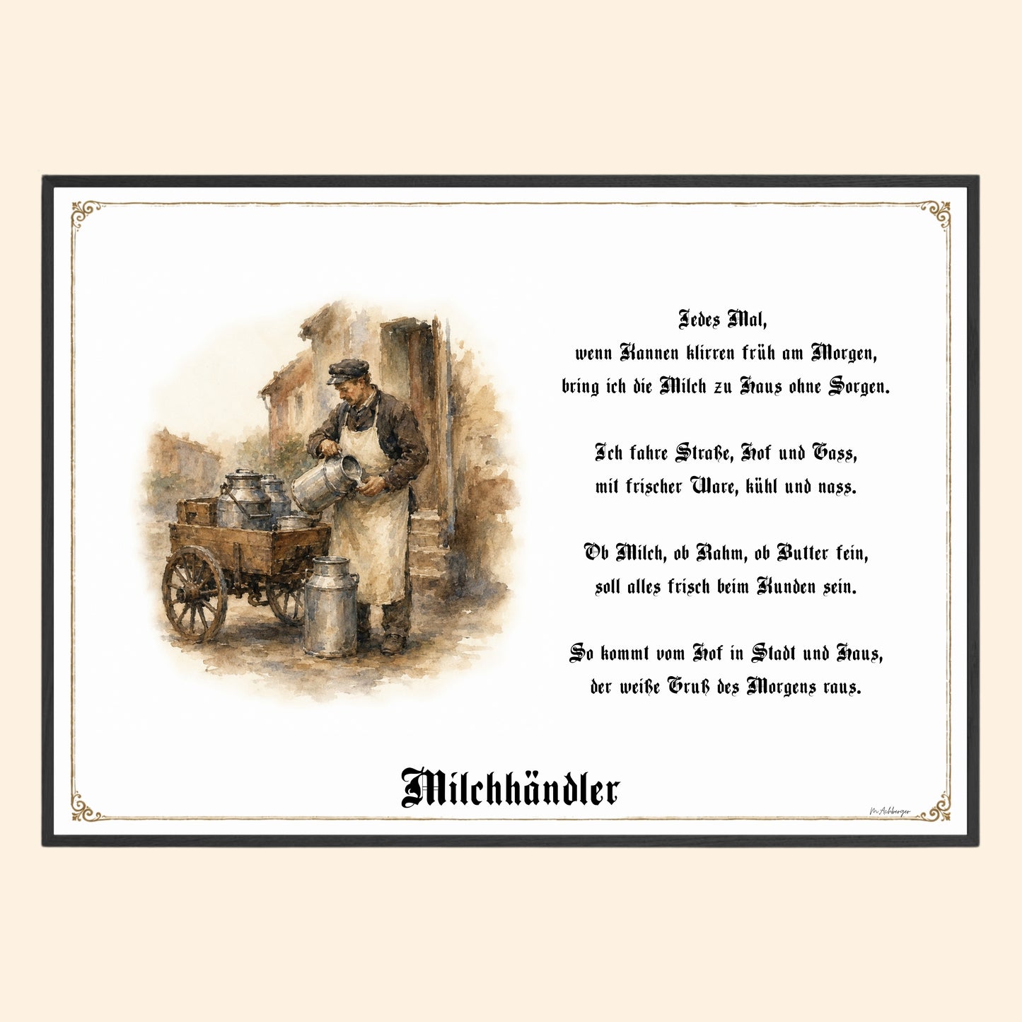 Zunftbild Milchhändler – historisches Berufsbild als Fine-Art-Kunstdruck