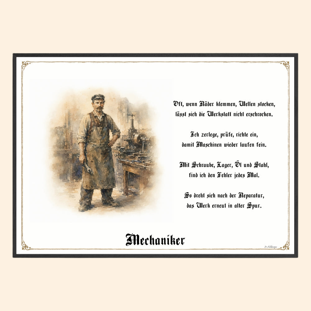 Zunftbild Mechaniker – historisches Berufsbild als Fine-Art-Kunstdruck
