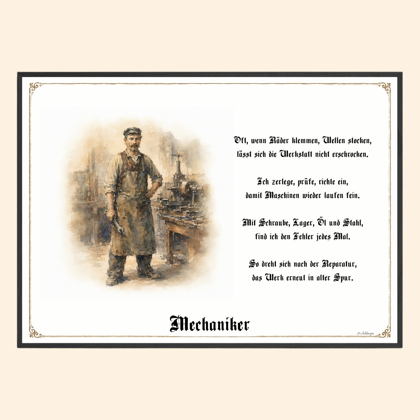 Zunftbild Mechaniker – historisches Berufsbild als Fine-Art-Kunstdruck