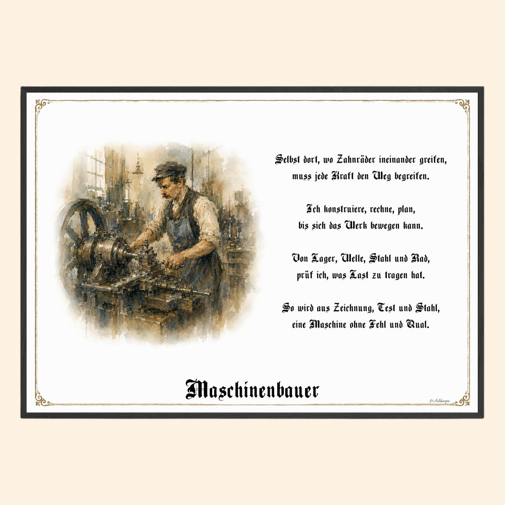 Zunftbild Maschinenbauer – historisches Berufsbild als Fine-Art-Kunstdruck