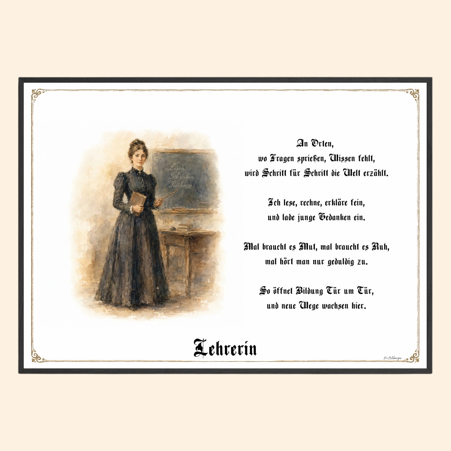 Zunftbild Lehrerin – historisches Berufsbild als Fine-Art-Kunstdruck