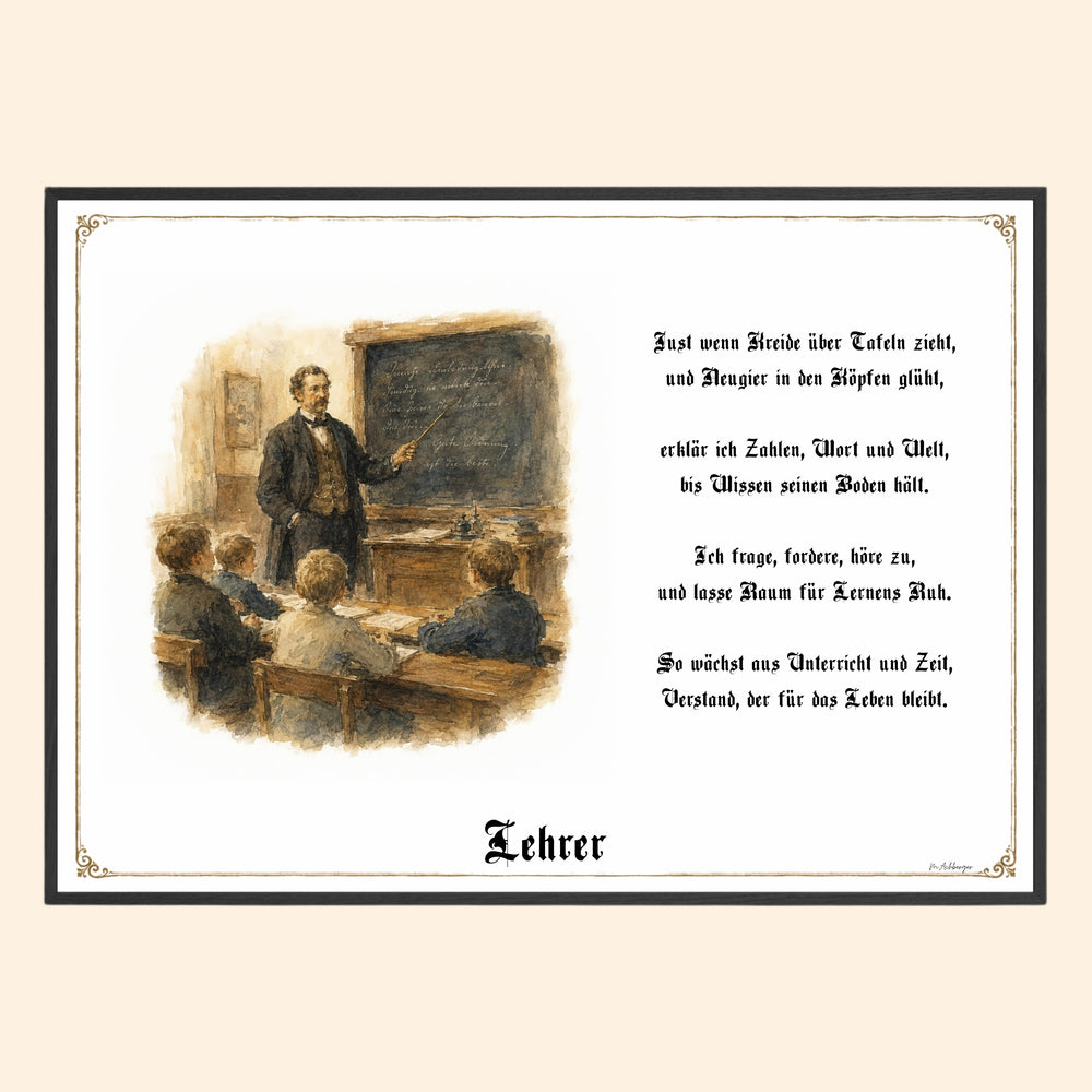 Zunftbild Lehrer – historisches Berufsbild als Fine-Art-Kunstdruck
