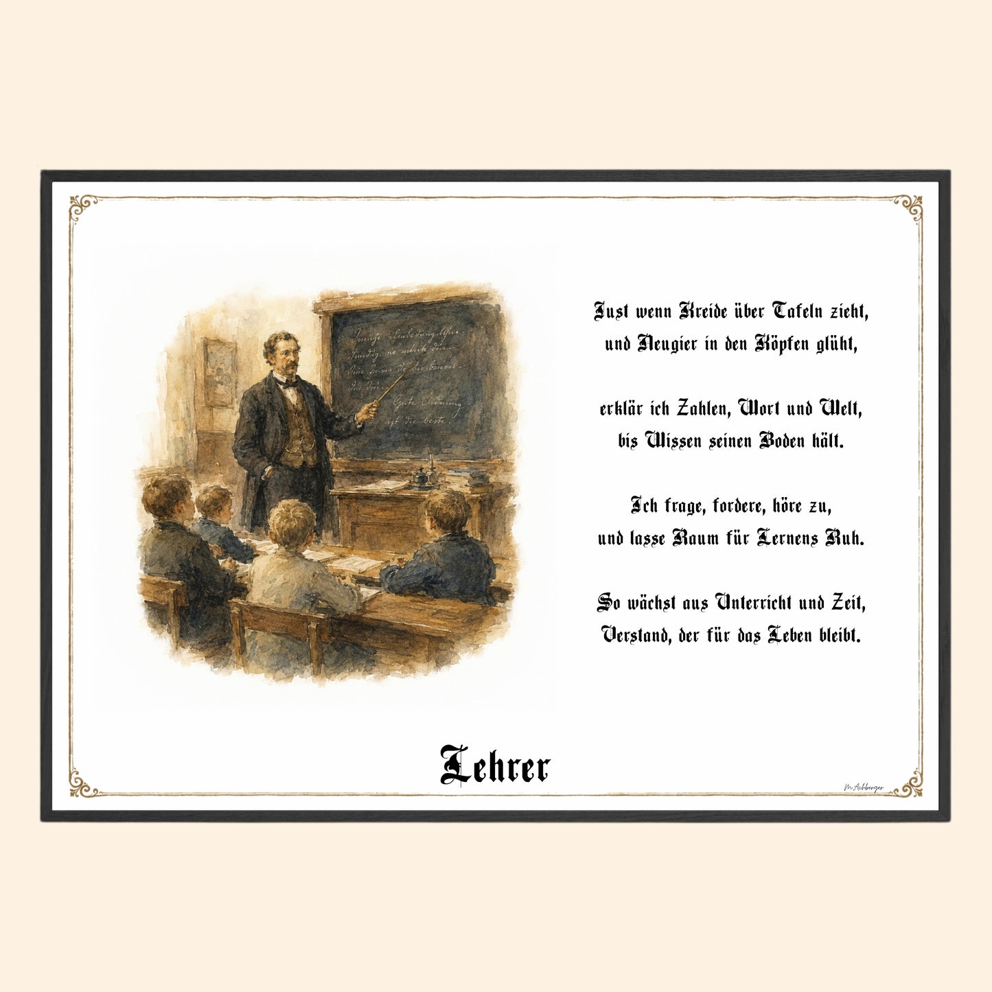 Zunftbild Lehrer – historisches Berufsbild als Fine-Art-Kunstdruck