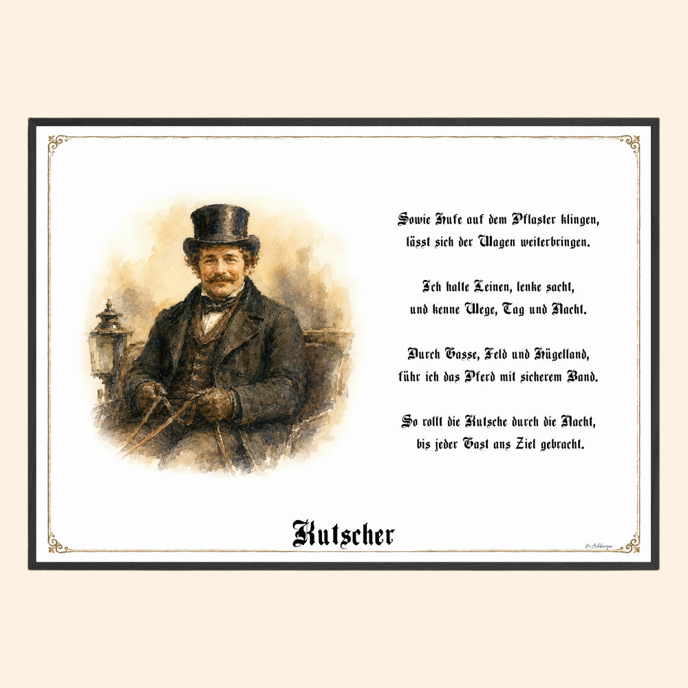Zunftbild Kutscher – historisches Berufsbild als Fine-Art-Kunstdruck