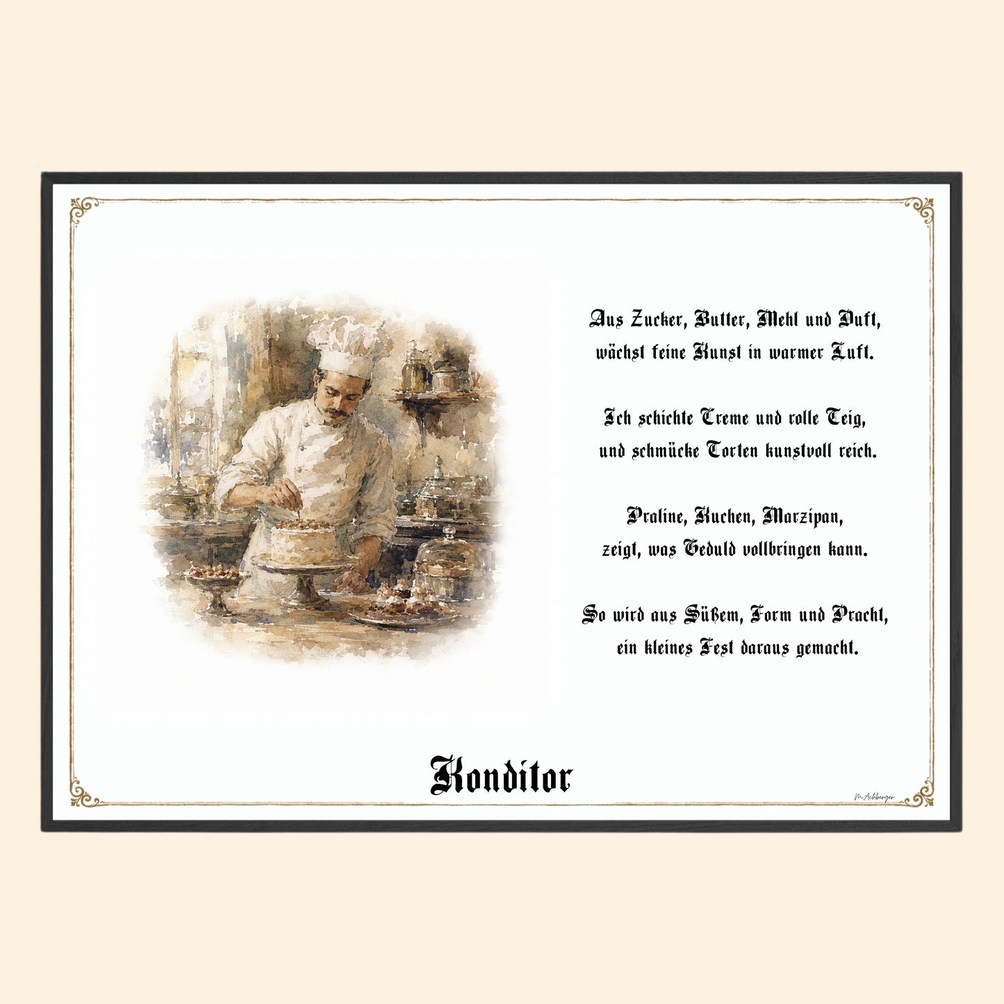 Zunftbild Konditor – historisches Berufsbild als Fine-Art-Kunstdruck