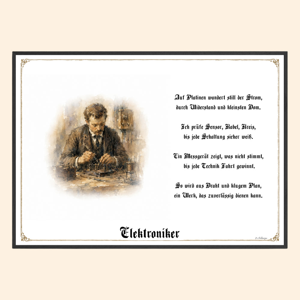 Zunftbild Elektroniker – historisches Berufsbild als Fine-Art-Kunstdruck