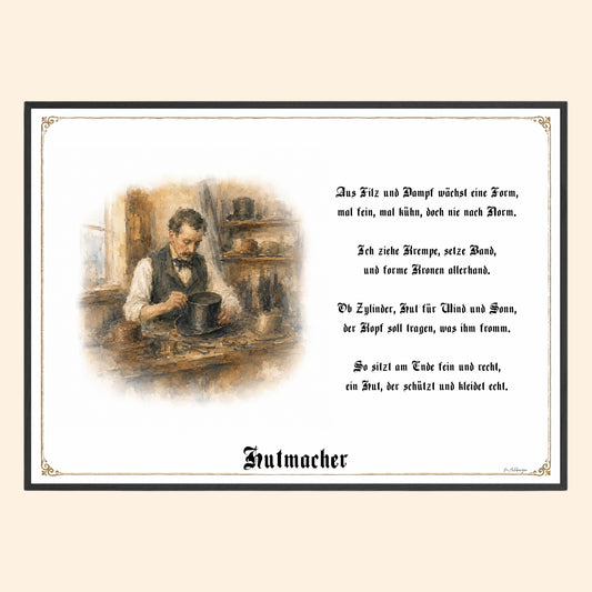 Zunftbild Hutmacher – historisches Berufsbild als Fine-Art-Kunstdruck