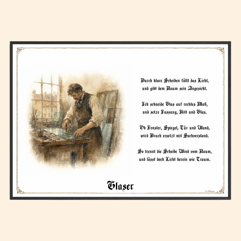 Zunftbild Glaser – historisches Berufsbild als Fine-Art-Kunstdruck