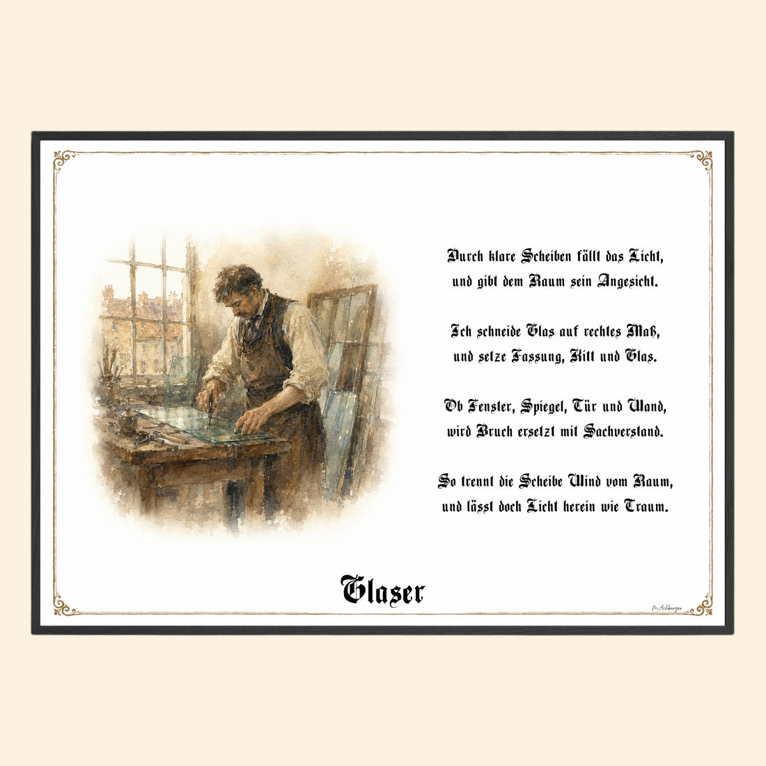 Zunftbild Glaser – historisches Berufsbild als Fine-Art-Kunstdruck