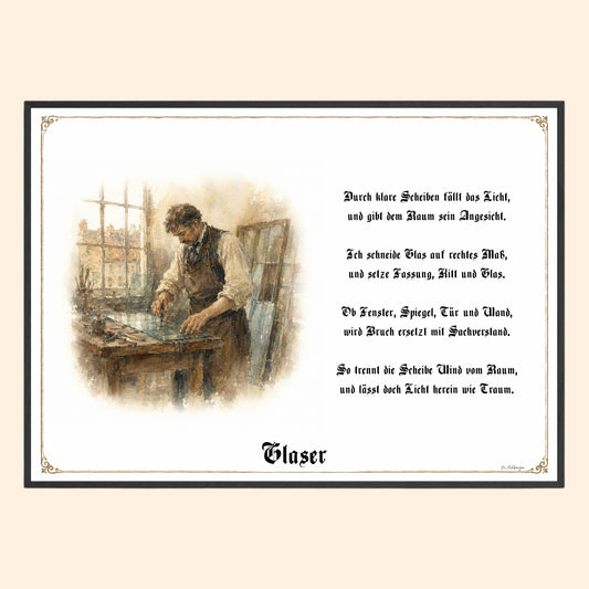Zunftbild Glaser – historisches Berufsbild als Fine-Art-Kunstdruck