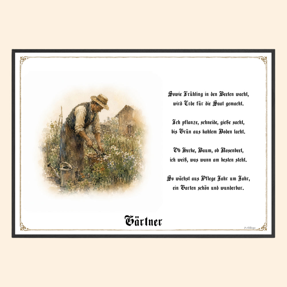 Zunftbild Gärtner – historisches Berufsbild als Fine-Art-Kunstdruck
