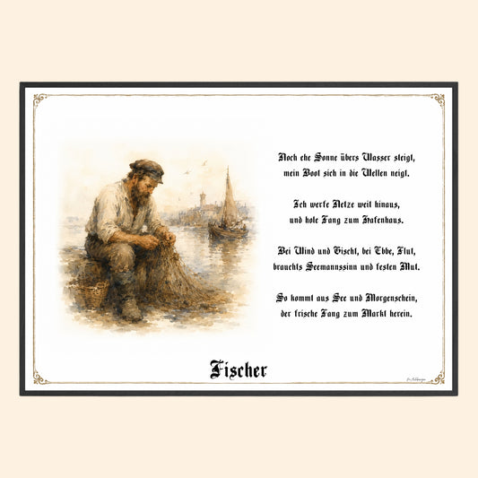 Zunftbild Fischer – historisches Berufsbild als Fine-Art-Kunstdruck