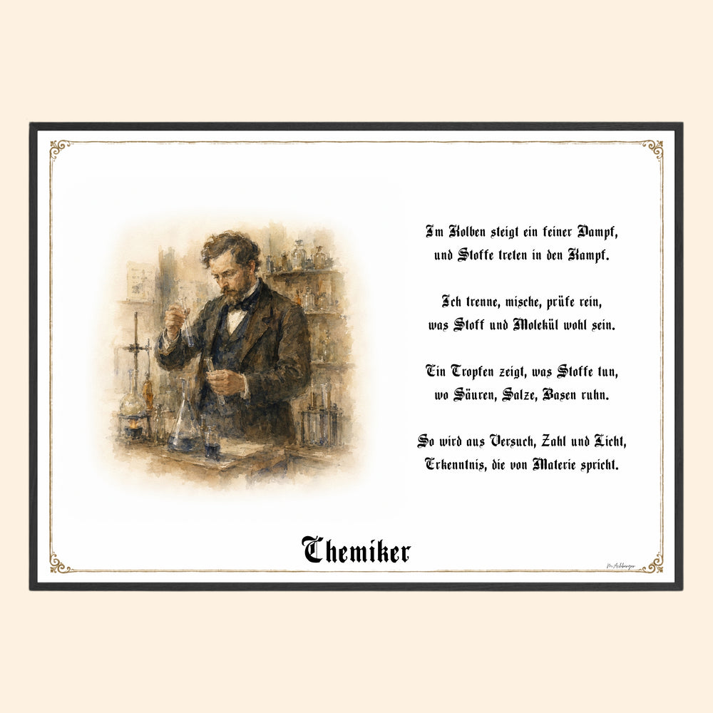 Zunftbild Chemiker – historisches Berufsbild als Fine-Art-Kunstdruck
