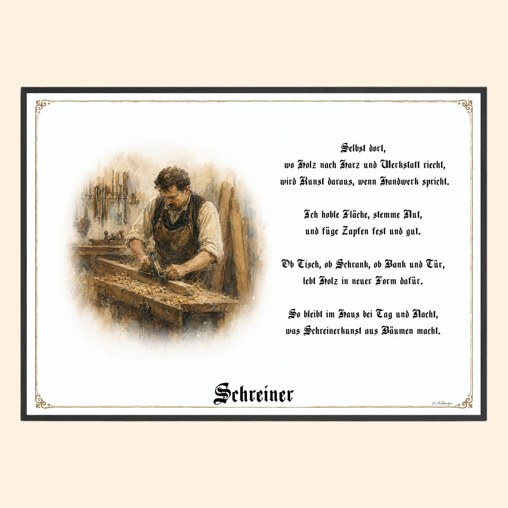 Zunftbild Schreiner – historisches Berufsbild als Fine-Art-Kunstdruck