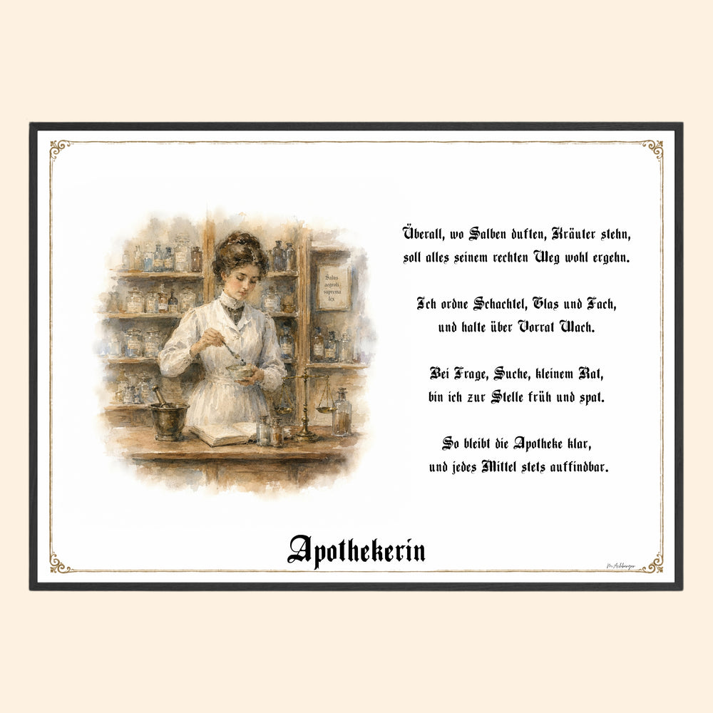 Zunftbild Apothekerin – historisches Berufsbild als Fine-Art-Kunstdruck