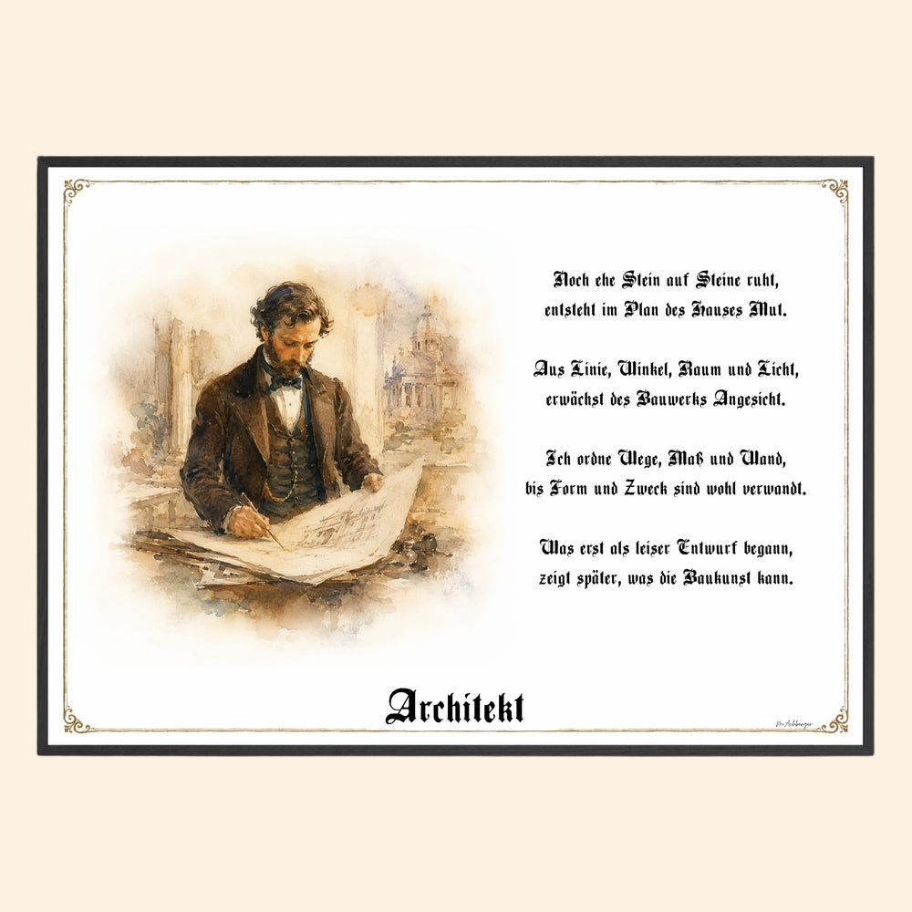 Zunftbild Architekt – historisches Berufsbild als Fine-Art-Kunstdruck