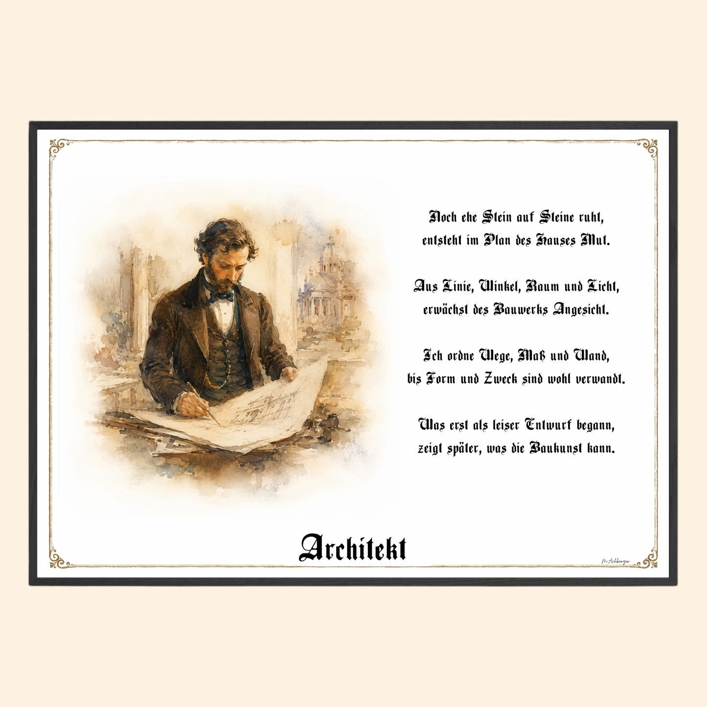Zunftbild Architekt – historisches Berufsbild als Fine-Art-Kunstdruck