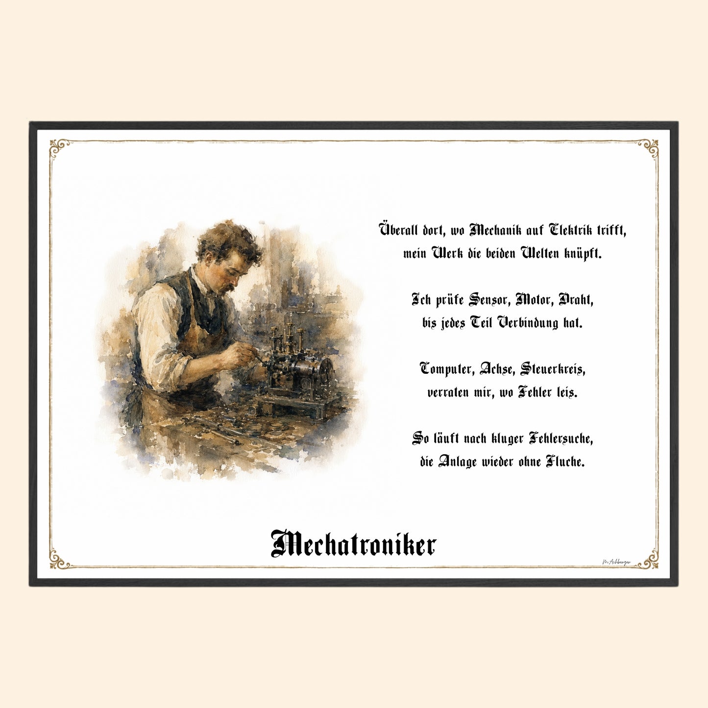 Zunftbild Mechatroniker – historisches Berufsbild als Fine-Art-Kunstdruck