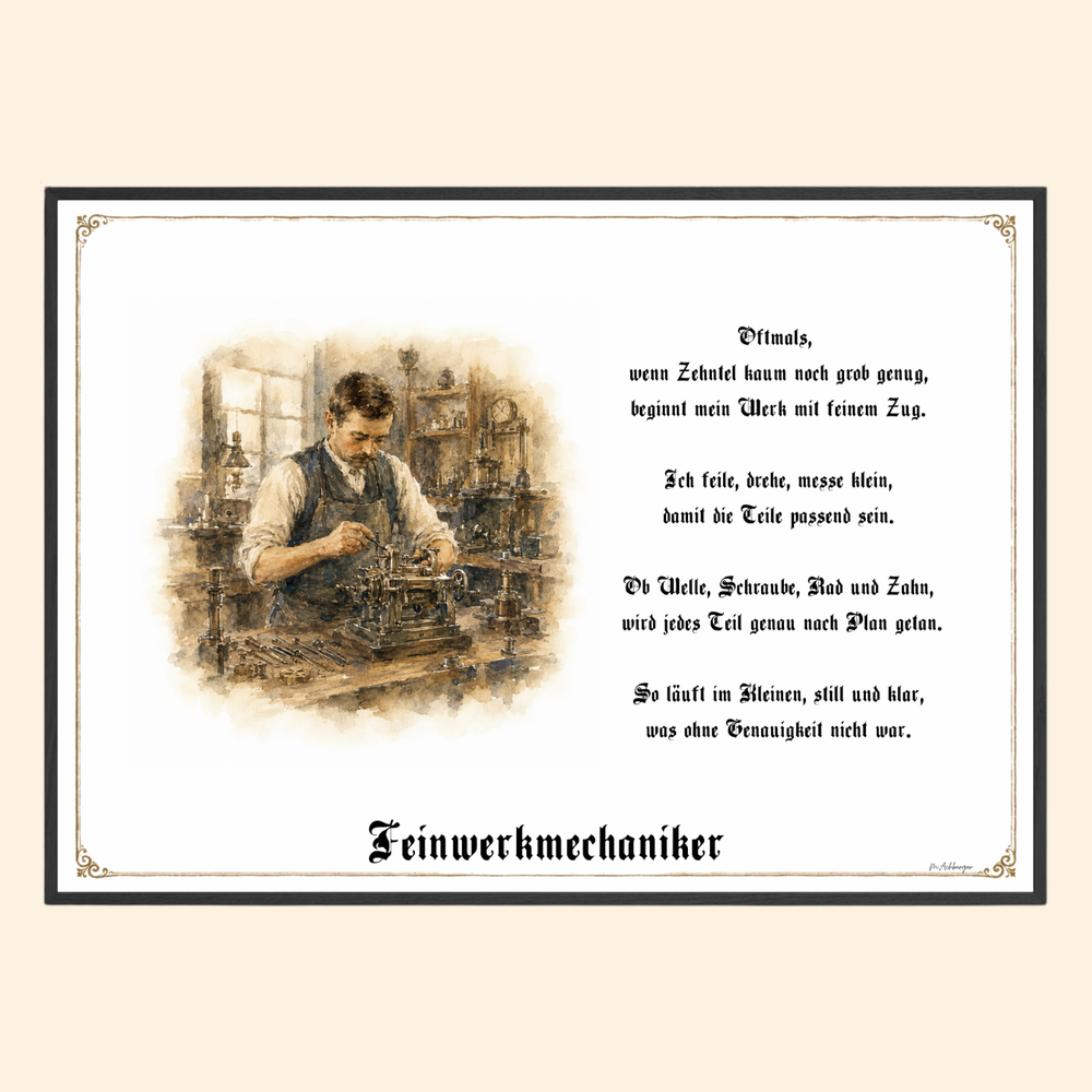 Zunftbild Feinwerkmechaniker – historisches Berufsbild als Fine-Art-Kunstdruck