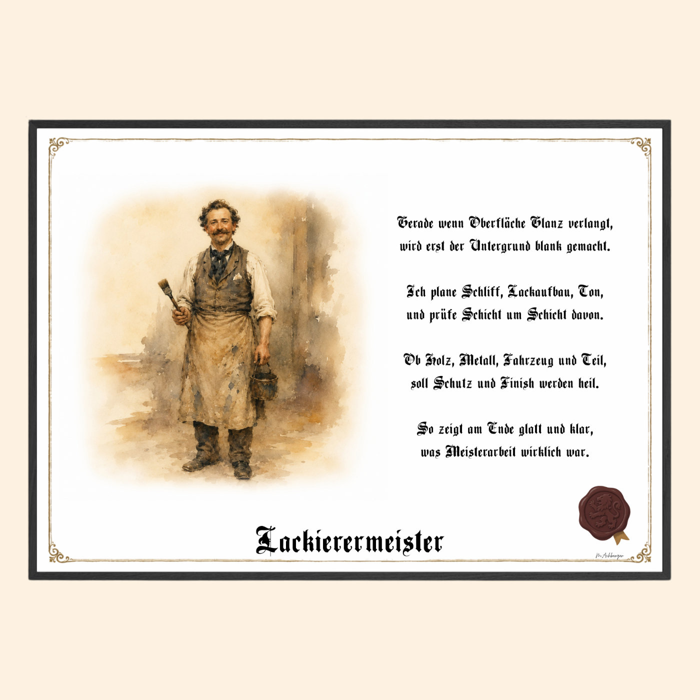 Zunftbild Lackierermeister – historisches Berufsbild als Fine-Art-Kunstdruck