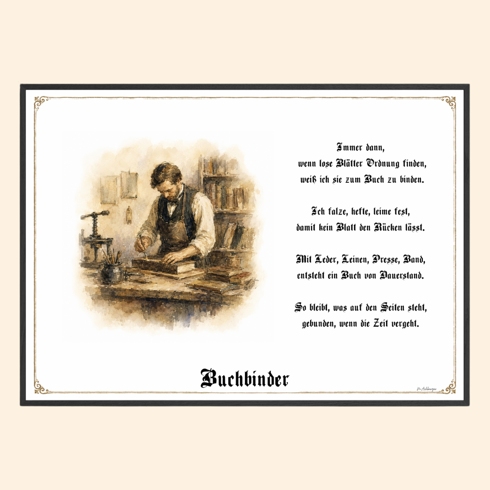 Zunftbild Buchbinder – historisches Berufsbild als Fine-Art-Kunstdruck